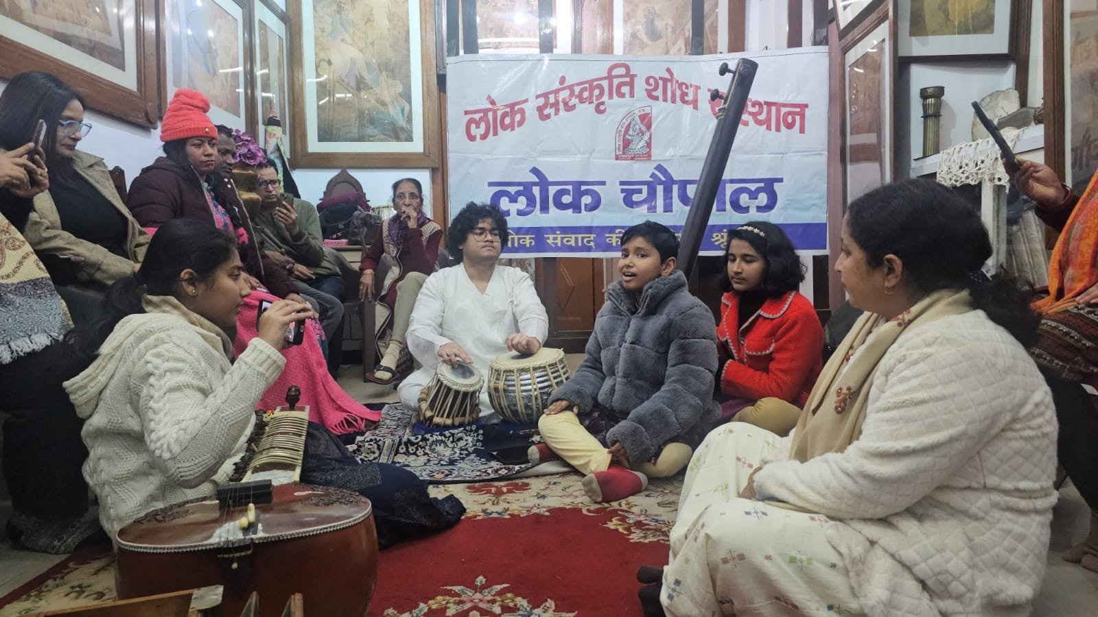 Young participants presenting a musical tribute during the 81st Lok Chaupal, reflecting the intergenerational appreciation of India's artistic and cultural heritage.