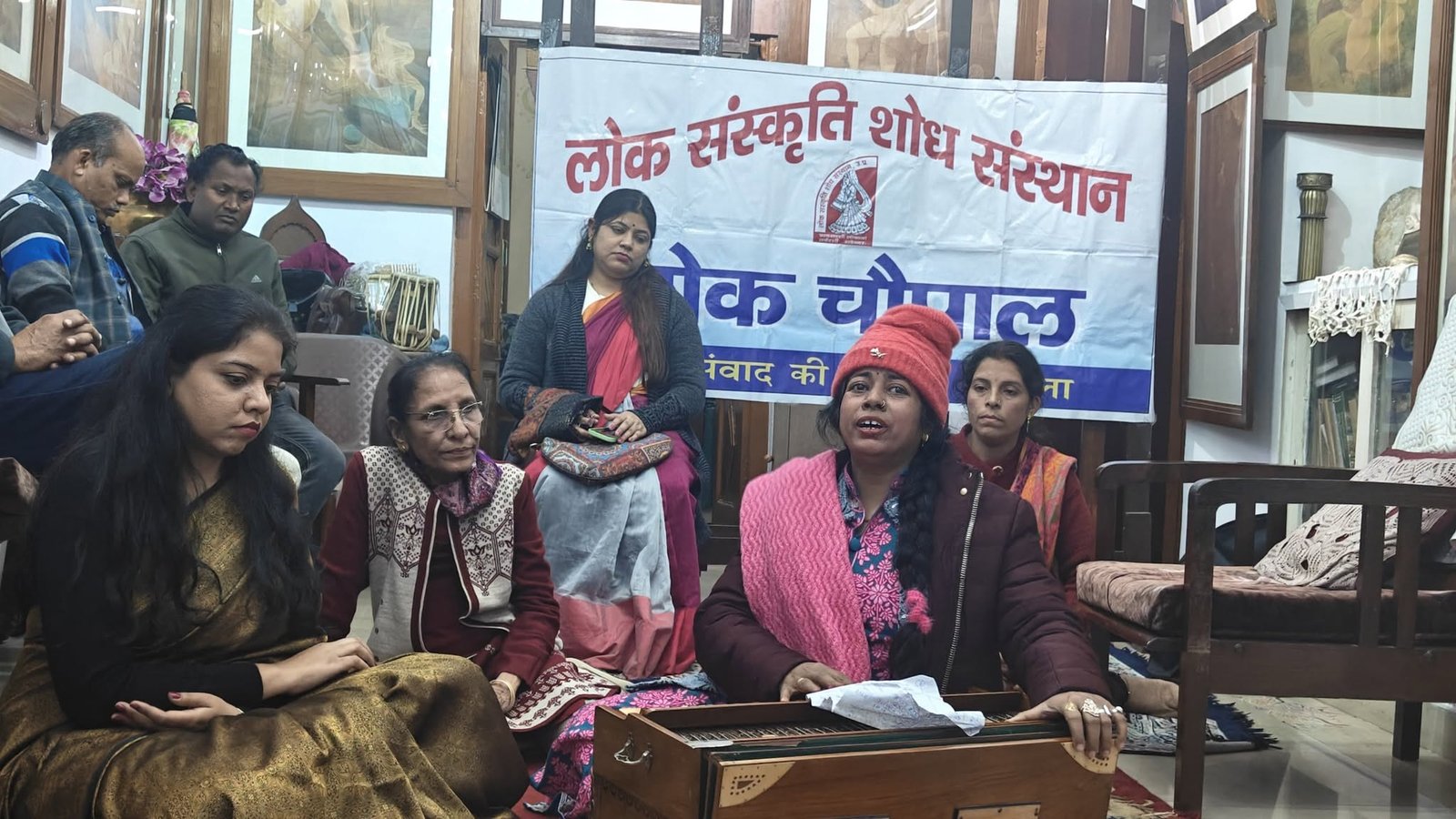 A cultural presentation during the Lok Chaupal programme, celebrating the enduring connection between art, music, and India's living folk traditions.